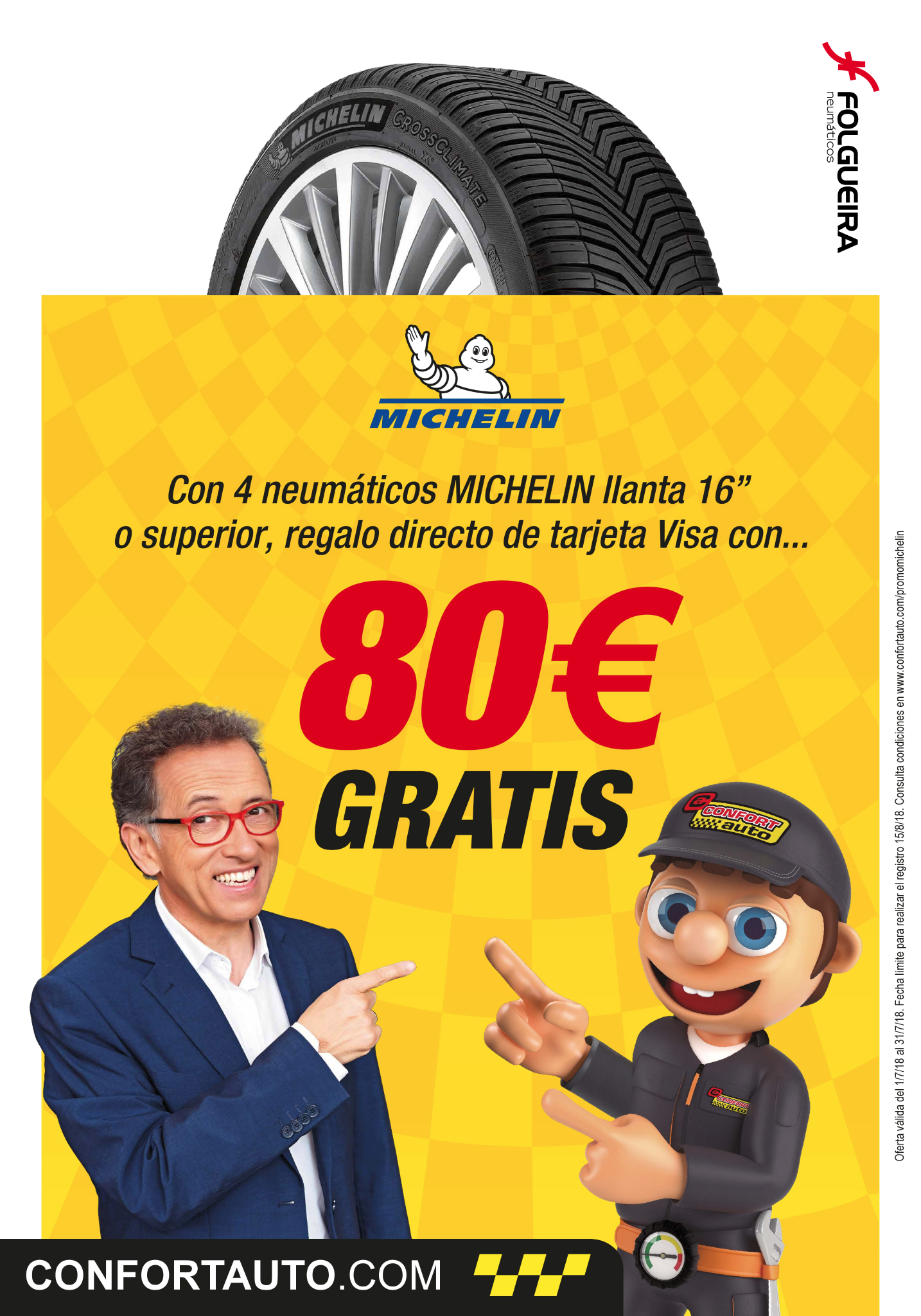 Llevate una tarjeta Visa de 80 € por la compra de 4 neumáticos MICHELIN en llanta 16″ o superior.